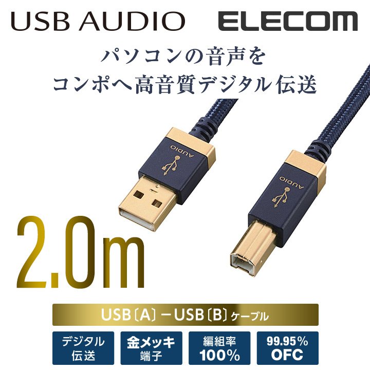 USB AUDIOケーブル(USB A-USB B)：DH-AB20